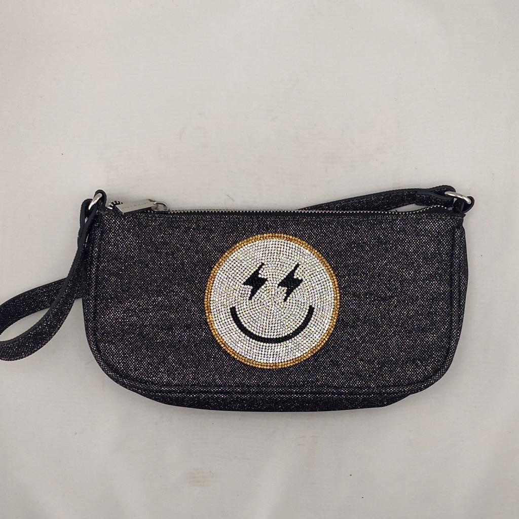 Skinnydip London Dark Gray Metallic Smiley Shoulder Bag